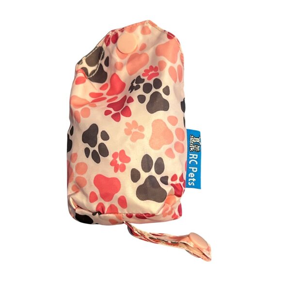 RC Pets Dog Raincoat Hood Carry Pouch Paw Print Pattern Lightweight Packable XXS - Picture 4 of 5